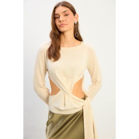  CLARK Ekru Yandan Bağcıklı Triko Kazak